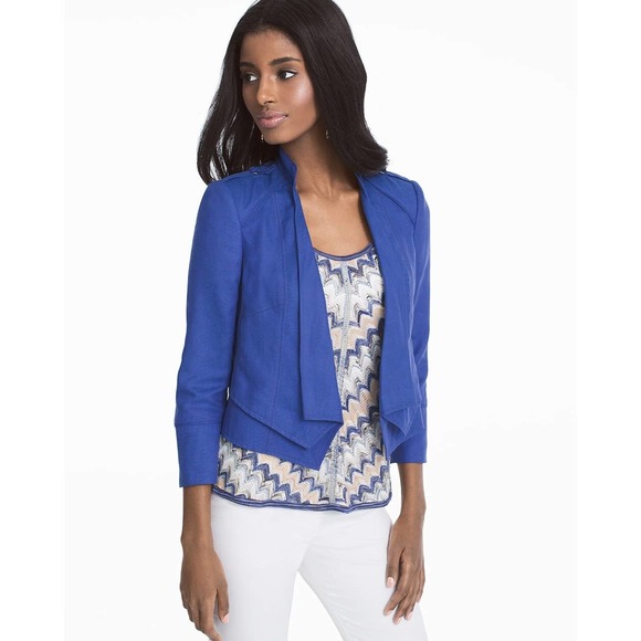 White House Black Market Jackets & Blazers - White House Black Market Linen Blend Blazer Jacket Size 6 Blue